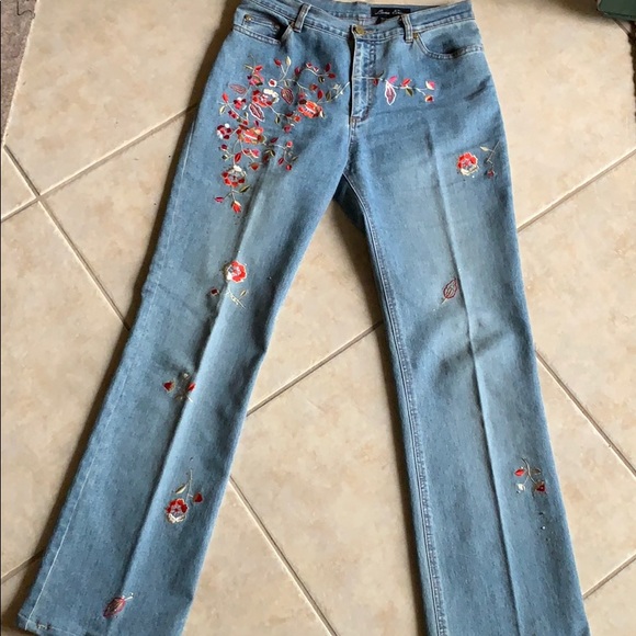 LANA ERICA Vtg Embroidered & Rhinestone Jeans - Picture 1 of 16